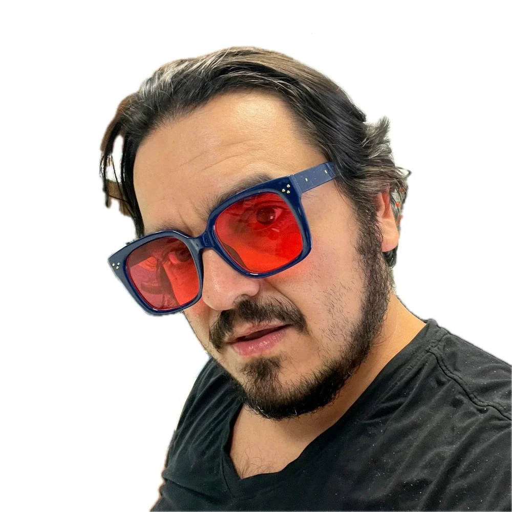 Square Sunglasses Red Lens Fashion Trendy Designer Sun‎ Glasses Oversized Lentes